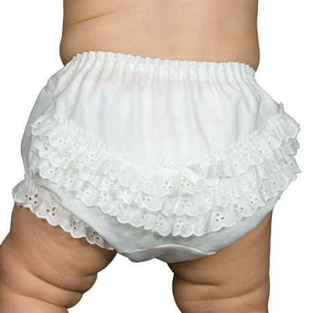 Christening Day Baby Girls White Batiste Rumba Diaper Cover (Best Gift For Baby Christening)