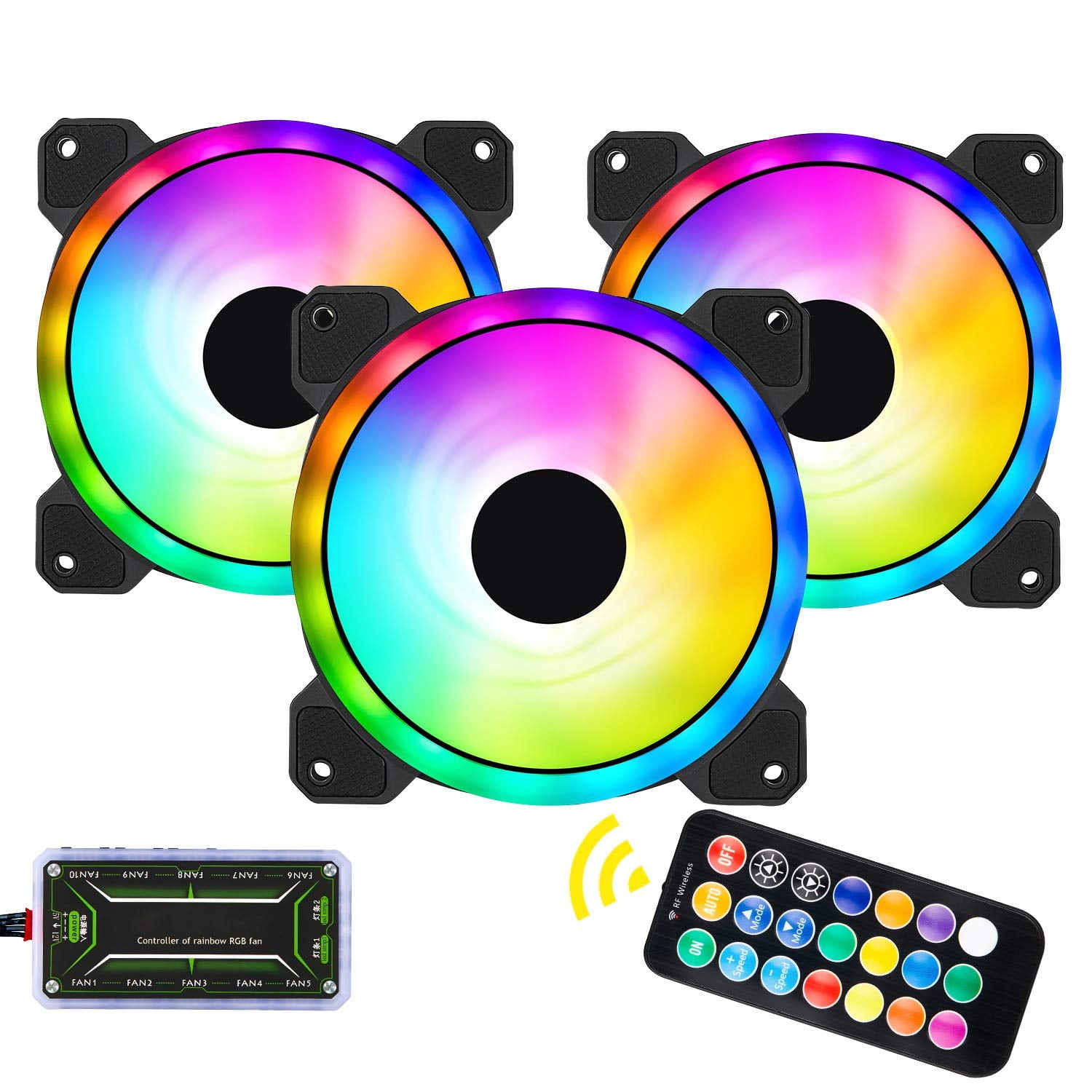3 Pack RGB Case Fans, 120mm Quiet Computer Cooling PC Fans, Colorful