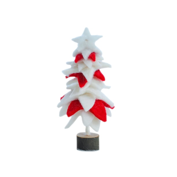Bearachild Adorno para árbol de Navidad, adorno de de tamaño pequeño para el hogar, decoración de tela de fieltro, decoraciones para festivales, Kits de decoración para fiestas Blanco rojo Bearachild HA070750-01