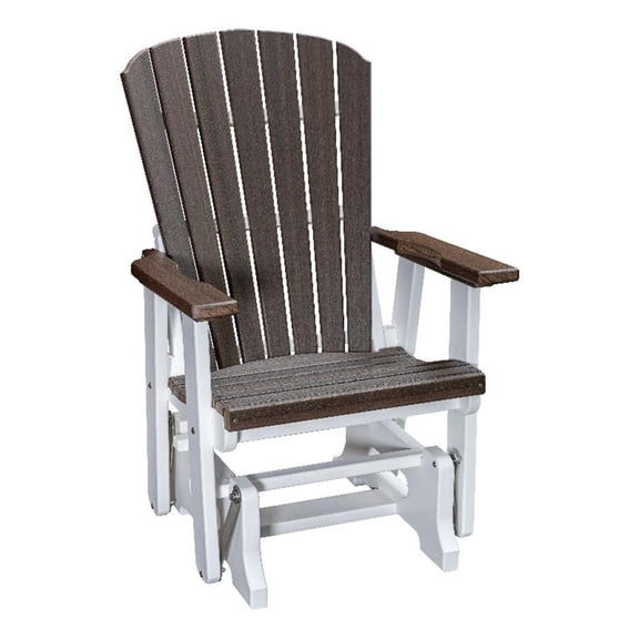 American Furniture Classics Model 515BZWT Fan Back Glider in Brazilian Walnut Woodgrain with a White Base