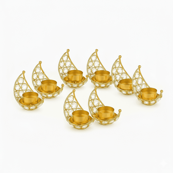 IndianStore01 6-Piece Moon Tealight Candle Lantern Set for Valentines and Housewarming