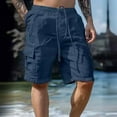 thumbnail image 2 of HCNTES Men's Summer Beach Shorts Lightweight Elastic Waist Drawstring Walkshorts with Pocket(Navy,L), 2 of 9