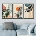 thumbnail image 3 of IDEA4WALL Framed Canvas Print Wall Art Set of 3 Geometric Jungle Leaf Polygon Collage Abstract Nature Illustrations Modern Art Nordic Zen Decorative for Home Decor - Black 24"x36"x3, 3 of 5