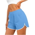 thumbnail image 2 of Olyvenn Women's Summer Casual Athletic Dolphin Shorts Elastic Waist Side Pocket Light Blue XXL, 2 of 6