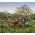 thumbnail image 2 of Tift, Jeff 13x12 Gold Ornate Wood Framed with Double Matting Museum Art Print Titled - Whitetails Under The Apple Tree, 2 of 4