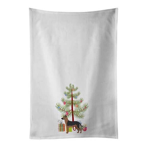 Carolines Treasures CK3869WTKT 28 x 19 in. Unisex Shepherd Pit Mix No.1 Christmas Tree White Dish Towels Kitchen Towel - Set of 2