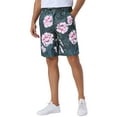 thumbnail image 4 of INSPIRE CHIC Floral Printed Shorts for Men's Flat Front Button Down Zipper Business Flower Pattern Shorts 30 Dark Green, 4 of 5