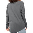 thumbnail image 4 of Women's Casual Long Sleeve Tops Crew Neck Round Hem Loose T-Shirts Tunic Tops with Thumb Holes Gray M, 4 of 5