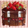 thumbnail image 1 of Metal Light Switch Plate Cover Elegant Strawberry Cake Striped Wallpaper Pink CAK054, 1 of 13
