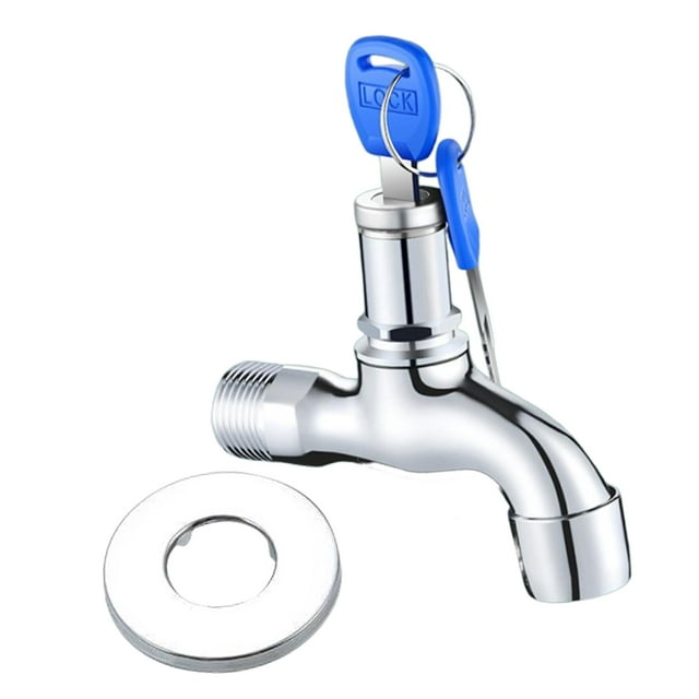 koolsoo Lockable Faucet Replacement with Key Outdoor Faucet for Workshop Garden Home 4 Points 12x9.2x2cm