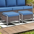 thumbnail image 3 of POCASSY Wicker Outdoor Ottomans Set of 2, Brown All Weather Woven Wicker Patio Ottoman Footstool for Porch Deck Backyard, Blue, 3 of 7