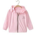thumbnail image 4 of Xfvqtps Kids Children Cooling Sun Protection Jacket Hoodie Zip up Long Sleeve Solid Color Cute Elephant Print Lightweight Summer Thin Tops for Camping Hiking Cycling Running 2-12Y Pink, 4 of 7