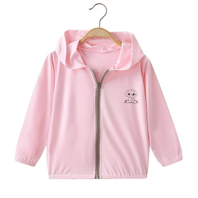 uublik Veste de Randonnée pour Garçons, Chandail à Capuchon à Fermeture Éclair, Chemise Rafraîchissante, Course en Plein Air, Rose, Taille 2-12 Ans