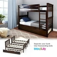 thumbnail image 6 of Max & Lily Solid Wood Twin over Twin Bunk Bed with Storage Trundle for Kids, Espresso, 6 of 12