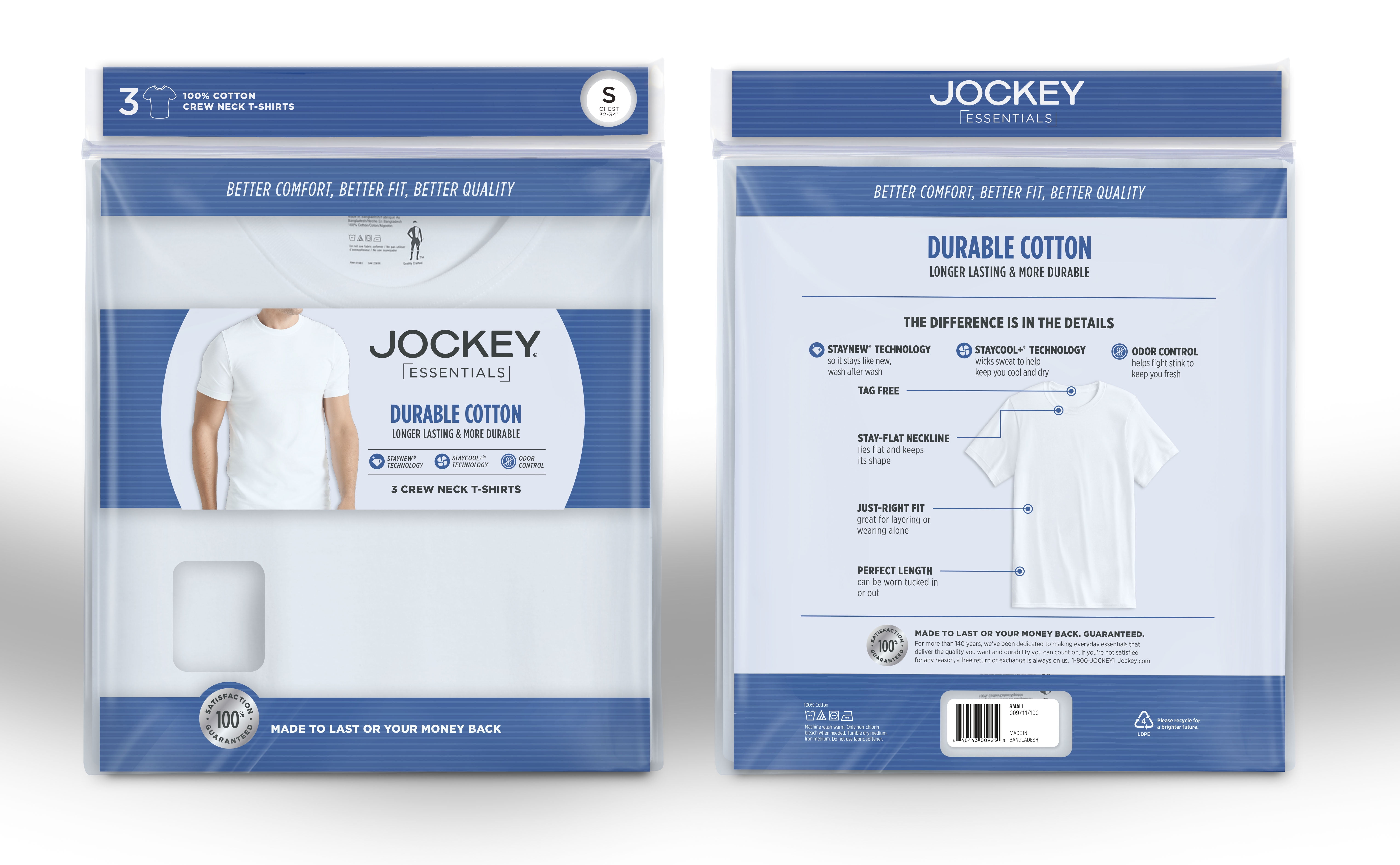 Jockey® 100 % Cotton Short Sleeve Mock Neck Tee - 2 Pack
