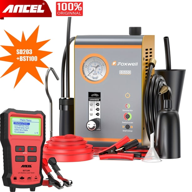 Detección de fugas de diagnóstico del coche de la máquina del humo del EVAP del automóvil de FOXWELL SD203 con el probador de la batería del coche BST100