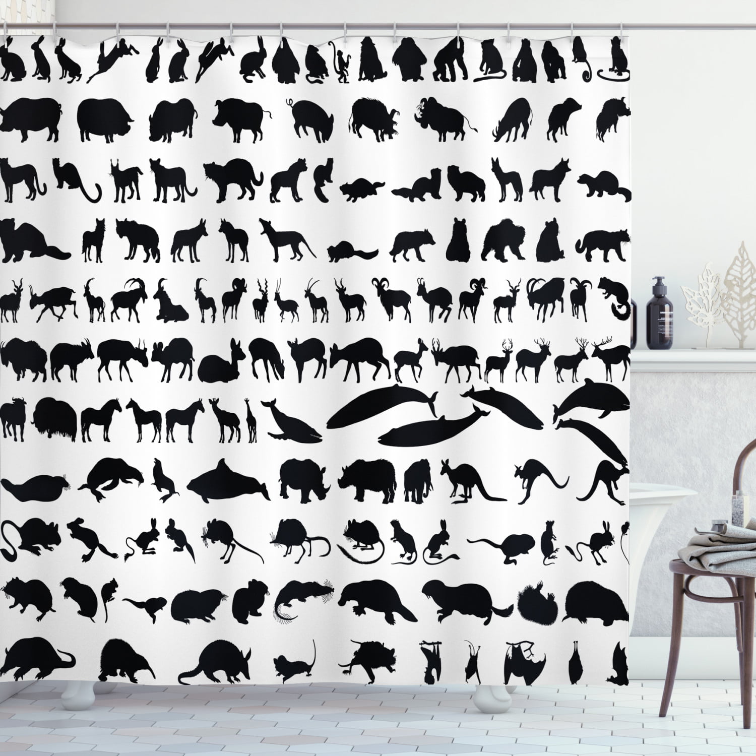 Wildlife Animal Lover Art Decor Details about   Bathroom Shower Curtain Set Includes 12 Hooks 