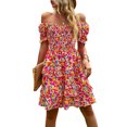thumbnail image 3 of SYKT Women's Dresses Casual Summer Print Ruffle A Line Short Sleeve Mini Floral Dress for Women, 3 of 7
