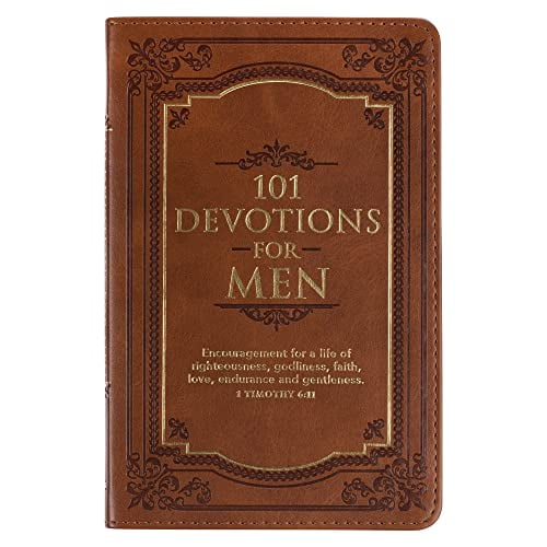 Pre-Owned 101 Devotions for Men, Encouragement for a Life of Faith, Brown Faux Leather Flexcover (Leather Bound) 1432134957 9781432134952