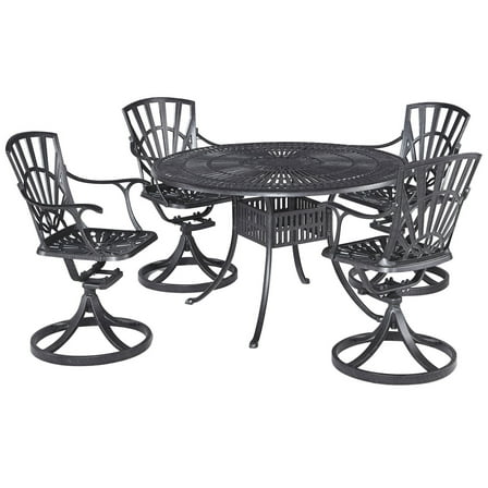 Homestyles Grenada Aluminum 5 Piece Outdoor Dining Set in Charcoal