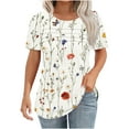 thumbnail image 1 of Tnhcen Blouse à Col Rond à Manches Courtes à Imprimé Floral pour Femmes – Haut Décontracté Extensible à Volants devant, Chemise Estivale Rafraîchissante P-2TG, 1 of 6