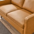 thumbnail image 3 of Loveseat Sofa, Tan, Leather, Modern Contemporary, Mid Century Living Hotel Lounge Cafe Lobby, 3 of 8