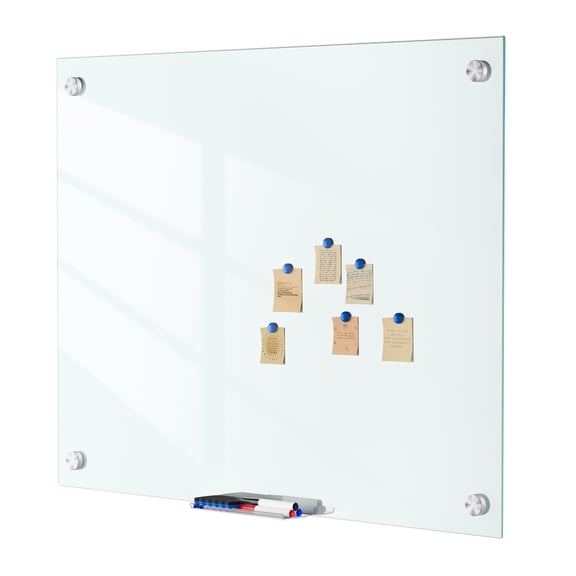 solautey Glass Dry-Erase Board - 36 x 24 Inches Wall Mounted Whiteboard with Magnetism, Large Frameless Glass White Board for Office, Home & School