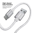 thumbnail image 5 of Powertek USB-A to USB-C Cable, Fast Charging Type-C Charger Cord, Durable Tangle-Resistant Sync Cable, White Glitter, 6FT, 5 of 7