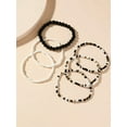 thumbnail image 2 of EOEMY 6Pcs Black And White Beaded Bracelet For Women Crafted Jewelry Stackable-Default, 2 of 4