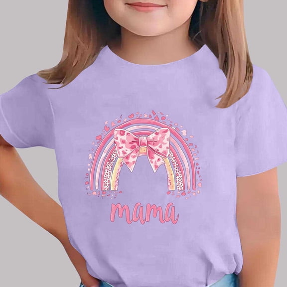 Freshbabe Children's Print Short Sleeved Printed T-shirt Round Neck Short Multicolor Sleeved Casual Versatile Kids