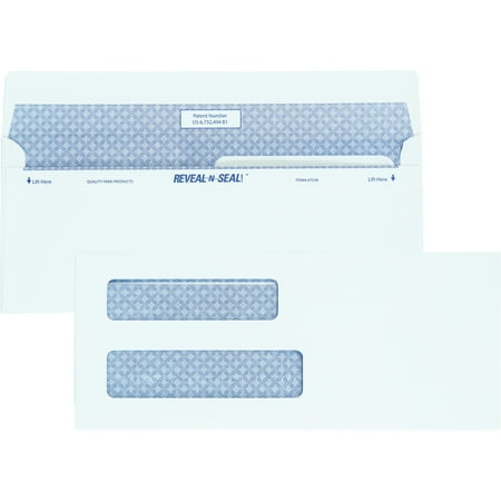 Double Window Statement Envelopes - Quality Park, QUA67539, Reveal-n-Seal Double Window Envelopes, 500 / Box, White
