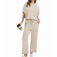 thumbnail image 5 of Two Piece Sets for Women Summer Outfits Wide Leg Crop Pants Lounge Sets Beach Vacation Clothes Color L, 5 of 9