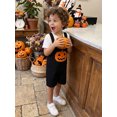 thumbnail image 4 of RUINIXCW Toddler Baby Boy Girl Halloween Overalls Outfit Summer Fall Clothes Romper Bib Overalls Devil Pumpkin Face Printed Sleeveless Jumpsuit Shorts, 4 of 9