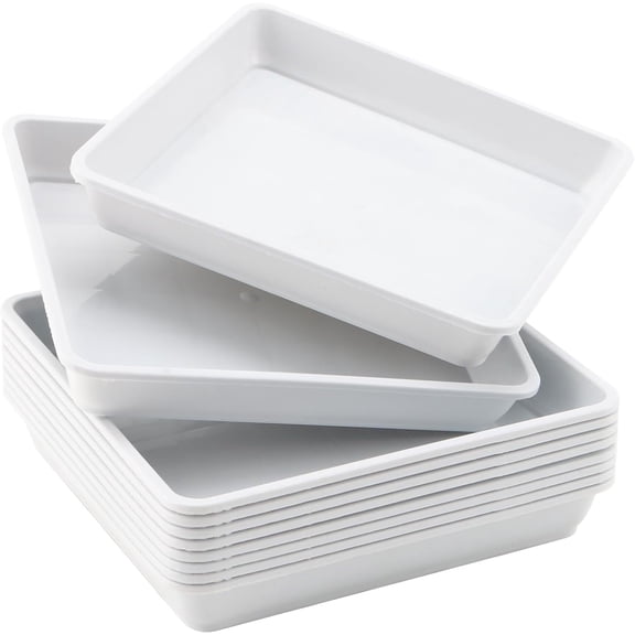 GIXUSIL 10 Pcs 9 x 9 Inch White Square Plant Saucer, Plastic Plant Saucer Drip Tray, Square Flower Pot Tray for Indoors and Outdoor Plant Pots, 1.26 Inch Deep