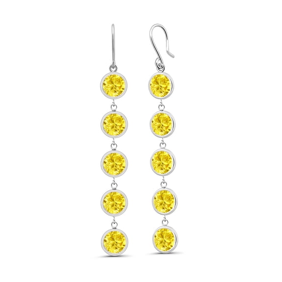 Gem Stone King 15.00 Ct Round Yellow Zirconia 925 Sterling Silver Earrings