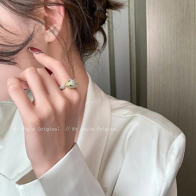 Anillo de leopardo de circonita AAA completo de lujo TANGJMXG Accesorios elegantes para fiesta de graduación para mujeres