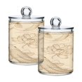 thumbnail image 7 of 4 Pack Qtip Holder Dispenser Fish and Lotus Flower Clear Plastic Storage Apothecary Jars for Cotton Swabs Balls Pads Floss, 7 of 7