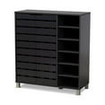 thumbnail image 2 of Baxton Studio Shirley Modern and Contemporary Dark Grey Finished 2-Door Wood Shoe Storage Cabinet with Open Shelves, 2 of 7