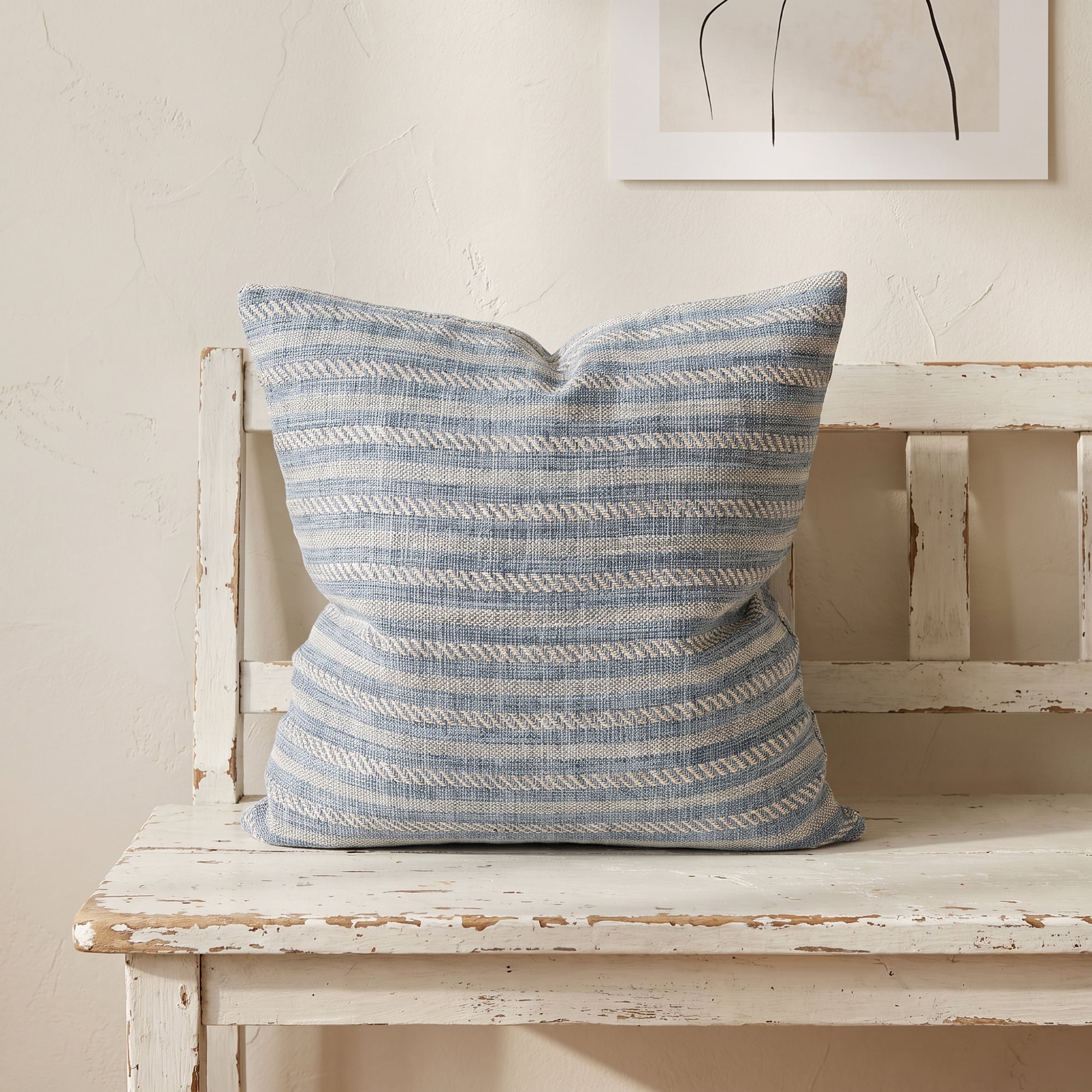 Unique Bargains Striped Throw Pillow Covers Set of 2 Cushion Cases Blue 18"x18"