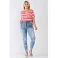 thumbnail image 2 of Plus Size Denim Mid-rise Raw Hem Detail Ripped Skinny Jean Pants 14, 2 of 3