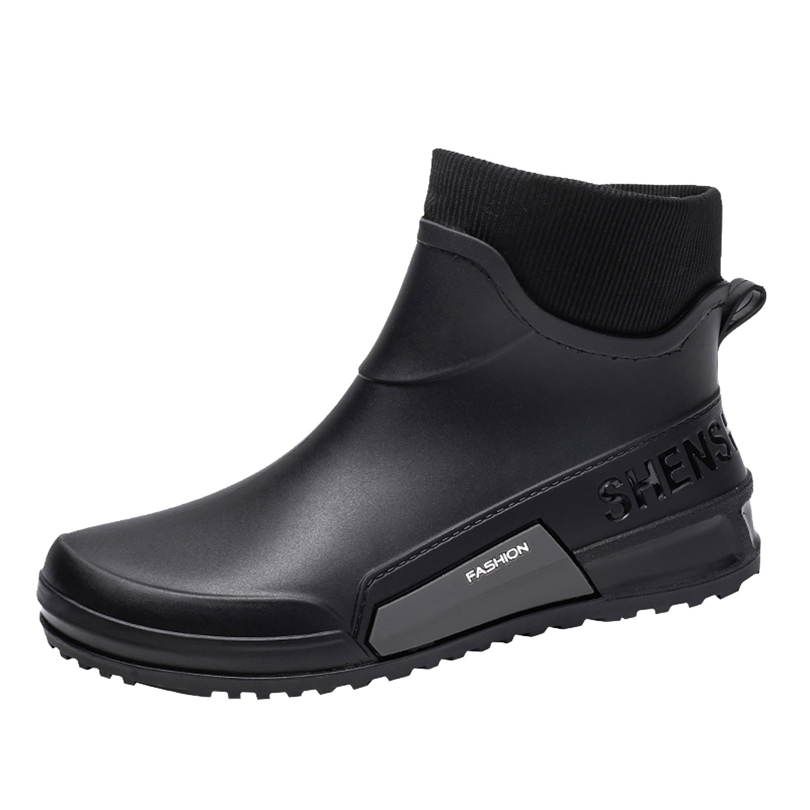 Pandaie Women's Deck Boots Waterproof Ankle Rain Boots Outdoor Fishing Garden Shoes Lightweight Anti Slip Work Rainboots Booties Black 7.5