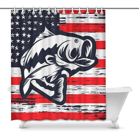 Mkhert Bass Fishing On Usa Flag Vintage American Flag Home Decor