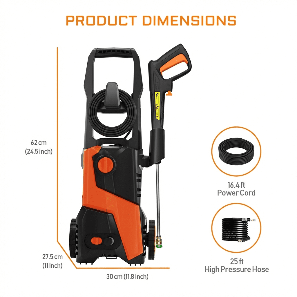 Pressure Washer Power Washer 4800PSI MAX 2.9GPM with 4 Quick Connect Nozzles & 25FT Hose, Foam Cannon for Cars/Fences/Driveways Cleaning