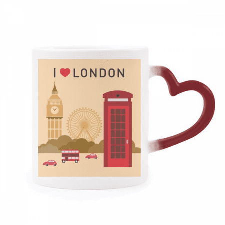 

I Love London UK Post Office Flag Mark Heat Sensitive Mug Red Color Changing Stoneware Cup