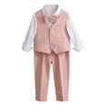 thumbnail image 2 of TIREOW Boys Formal Suit 4 Piece Set Long Sleeve White Shirt Waistcoat Pants and Bow Tie Set Kids Classic Wedding Tuxedo Outfit, 2 of 5