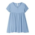 thumbnail image 4 of ZACPNCV Robes à Manches Courtes en Coton pour Filles Robe Décontractée Bleu Ciel 13-14 Ans, 4 of 9