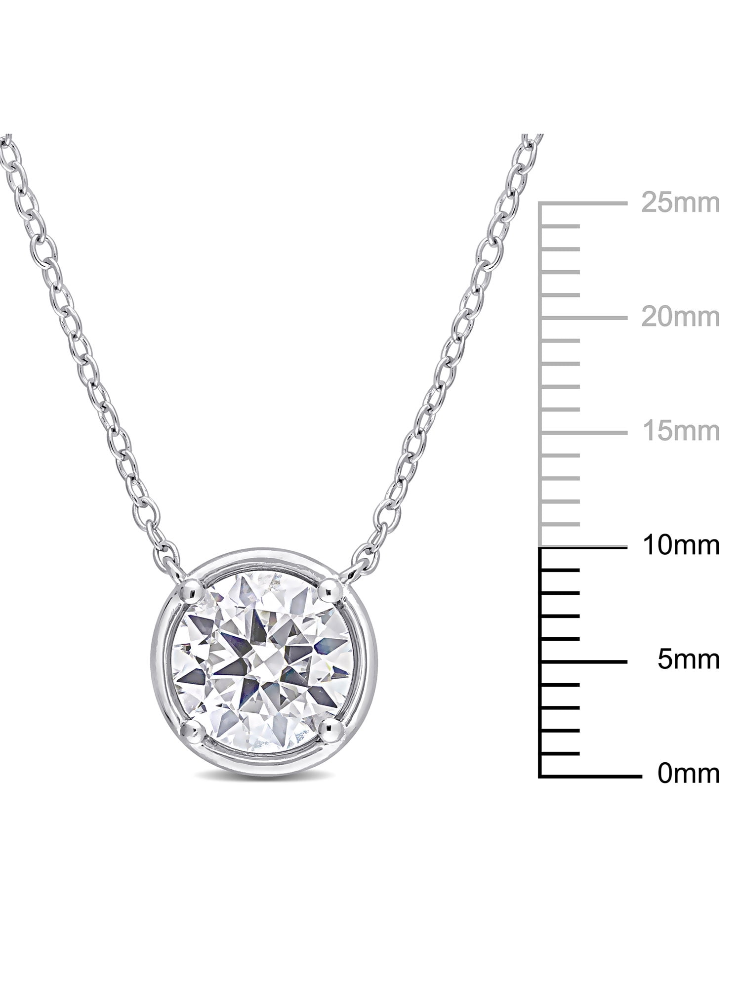 Everly 1-4/5 Carat T.G.W. Created White Moissanite Sterling Silver Solitaire Necklace