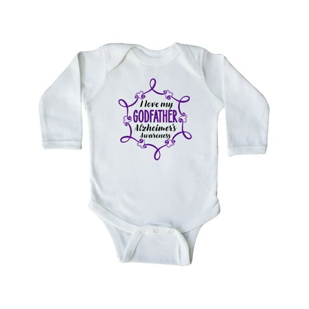 

Inktastic I Love My Godfather Alzheimer s Awareness with Purple Hearts Gift Baby Boy or Baby Girl Long Sleeve Bodysuit