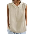 thumbnail image 3 of CAIXIA Sleeveless Button Down Shirts for Women Business Collared Shirt Work Blouses Button Up Office Clothes Professional Tank Top,Beige, 3 of 8