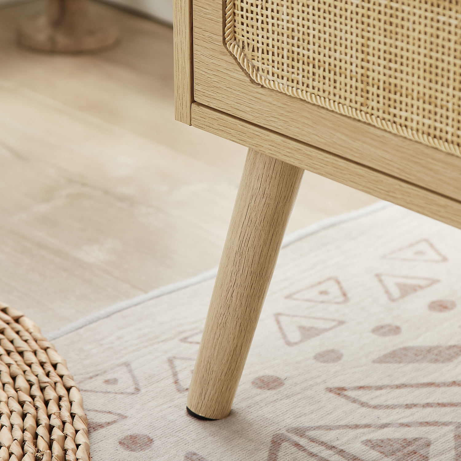 Kadyn Rattan Nightstand, Nightstand Side Table with Socket and 2 Drawers, Bedside Table for Bedroom, Golden Kadyn Rattan Nightstand, Nightstand Side Table with Socket and 2 Drawers, Bedside Table for Bedroom, Golden